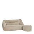 Produktbild: Icon Cecilia Sitzsack Sofa mit Hocker, Beige, Flauschiger Chenille Stoff, 2 Sitzer Sofa für Erwachsene, Riesensitzsack mit Füllung, Bequemer Sessel, Lounge, Wohnzimmer, Deko Wohnzimmer