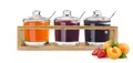 Produktbild: Sendez Gewürzbehälter 3 Gewürzgläser mit Holzgestell und Löffeln Gewürzdosen Set, Holz/Glas