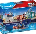 Produktbild: PLAYMOBIL 70769 Containerschiff mit Zollboot – schwimmfähig – Set ab 4 Jahren