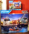 Produktbild: Großes Containerschiff mit Zollboot 70769 + Frachtlager 70773 von Playmobil