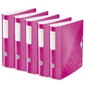 Produktbild: Leitz Qualitäts-Ordner 180° Active WOW, 5er Pack, A4, Breit, Abgerundeter Rücken, 8,2 cm breit, Gummibandverschluss, Leichtes Polyfoam, Plastik-Ordner, WOW Serie, Pink, 11060023