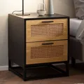 Produktbild: FINEBUY Nachttisch FB100061 Nachtkonsole Nachtkommode Boxspringbett 45 cm Wiener Geflecht (Nachtkästchen Stauraum, Nachtkonsolen Schublade), Wiener Geflecht 45x45x56 cm Nachtschrank Rattan