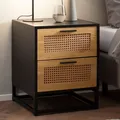 Produktbild: Nachtkonsole FineBuy Nachtkommode Boxspringbett 45 cm Schwarz Wiener Geflecht