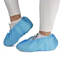 Produktbild: 100 ARNOMED PP Schuhüberzieher Einweg, Blaue Überziehschuhe mit Anti-Rutsch Sohle, rutschfeste Überzieher Schuhe, Schuhschutz Überzug bis Gr 47, Maße: 17x40cm, robuste Überschuhe für die Baustelle