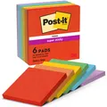 Produktbild: Post-it Super Sticky Notes 6 Blöcke 90 Blatt 76x76mm Bunt Extra-stark Klebend