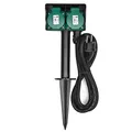 Produktbild: Heitech Gartensteckdose 2-Fach mit Erdspieß - IP44 schwarz/grün