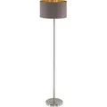 Produktbild: EGLO Stehlampe Maserlo, Textil Stehleuchte, Standleuchte aus Metall in Silber mit Lampenschirm in Cappuccino und Gold, E27, inkl. Trittschalter - Silber