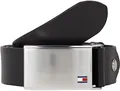 Produktbild: Tommy Hilfiger Herren Gürtel Plaque Belt 3,5 cm Ledergürtel, Schwarz (Black), 85 cm