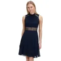 Produktbild: Vera Mont Cocktailkleid Damen mit Spitzeneinsatz Aufgesteppte Bänder blau XL (44)