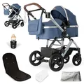 Produktbild: Bergsteiger Nizza 3 in 1 Kinderwagen, Kombikinderwagen Komplettset, Babywanne & Buggy Sportsitz inklusive, Auto-Babyschale & Isofix Station optional