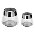 Produktbild: FINK Teelichthalter Set Jona 2-teilig - Kerzenglas Windlichter Glas Set - Kerzengläser Farben: klar/Silber - Adventsdeko Weihnachtsdeko Weihnachten Geschenk für Frauen Höhe 9/13 cm