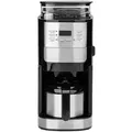 Produktbild: CHEF CUISINE International Filter Kaffeemaschine, 2-12 Tassen, für frische Bohnen, 1.050 W, 8 Mahlgradeinstellungen, 3 Stärken, 2 Kannen, Goldfilter - Schwarz/Silber