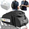 Produktbild: Valkental®️ 3in1 Fahrradtasche für Gepäckträger mit Rucksackfunktion - 10L Volumen - Gepäckträgertasche mit zahlreichen Fächern - Wasserfest & Reflektierend - Mit Tragegriff - Geprüfte Qualität