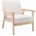 Produktbild: Sweeek - Skandinavischer Sessel Aus Hevea-holz Mit Stoffbezug, Polyester, Creme