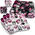 Produktbild: Funke & Brand Totenkopf mit Rosen - 50x Untersetzer für Gläser Eckig - Bierdeckel Skull - Ausgefallene Rockabilly Deko - Coaster Getränkeuntersetzer Totenkopf