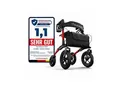 Produktbild: ELONEO Rollator faltbar und leicht mit Sitz, Outdoor Rollator mit Luftbereifung, höhenverstellbar aus Aluminium Rot