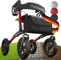 Produktbild: ELONEO Rollator faltbar & leicht, Outdoor Rollator mit Sitz & Luftbereifung, Klick & Go System, feststellbare Bremse, Lufträder