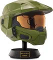 Produktbild: Halo HLW0173-AMZ - Master Chief Deluxe Helm mit Ständer – LED-Leuchten auf jeder Seite – Kampf beschädigte Farbe – Einheitsgröße – bauen Sie Ihr Universum auf