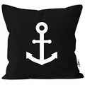 Produktbild: MoonWorks® Kissenbezug Anker Aufdruck maritimes Motiv Geschenk für Nordlichter Kissenhülle Dekokissen schwarz Unisize