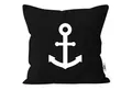 Produktbild: MoonWorks Dekokissen Kissenbezug Anker Aufdruck maritimes Motiv Geschenk für Nordlichter Kissenhülle Dekokissen Moonworks®