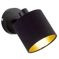 Produktbild: RL LIVE YOUR LIGHT Reality Leuchten Tommy R80331079 Wandspot, Metall Schwarz Matt, Stoffschirm Schwarz/Goldfarbig