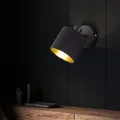 Produktbild: Wand Leuchte gold Ess Zimmer Textil Spot Strahler beweglich Design Lampe schwarz