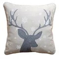 Produktbild: Kissenhülle 40 cm x 40 cm WEIHNACHTEN Grau Hirsch Silber Kissenbezug Kissen