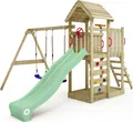 Produktbild: Spielturm Wickey MultiFlyer mit Holzdach und Schaukel in Hellgrün