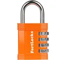 Produktbild: Vorhängeschloss mit Zahlencode | 4-stelliges Zahlenschloss aus Zinklegierung | Geeignet als Spindschloss und für den Außeneinsatz | Wetterfest, rostfrei, robust | 1 Stück, Orange