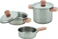 Produktbild: goki 51509 Kochset Sterneküche, Metall, 5-teilig, 2 Töpfe mit Deckel, 1 Pfanne, Spielset für Kinderküche, Puppenküche & Kaufmannsladen, ab 3 Jahren