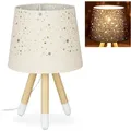 Produktbild: Tischlampe Kinderzimmer, Nachttischlampe Für Mädchen, E14, Runder Stoffschirm Mit Sternen, 40 Cm Hoch, Rosa - Relaxdays
