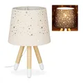 Produktbild: Relaxdays Tischlampe Kinderzimmer, Nachttischlampe für Mädchen, E14, runder Stoffschirm mit Sternen, 40 cm hoch, 50% Eisen , rosa