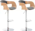 Produktbild: CLP 2er Set Barhocker Kingston Stoff drehbar mit Höhenverstellung,natur/hellgrau