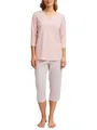Produktbild: CALIDA Graphic Nights 3/4-Pyjama, Schlafanzug Damen, 100% Baumwolle, atmungsaktiv, hautfreundlich, pflegeleicht Peach Rose 44-46