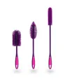 Produktbild: Kochblume Silikonbürsten 3er Set mit Wechselköpfen | Flaschenbürste, Spülbürste, Antibakteriell, Keimfrei (lila)
