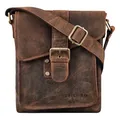 Produktbild: STILORD 'Mattia' kleine Umhängetasche Herren Echtleder Vintage - Schultertasche für 10,1 Zoll Tablets & iPads 9,7 Zoll - Messenger Bag & Herrenhandtasche, Farbe:kreta - braun