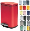 Produktbild: Spirella - Badezimmer Mülleimer mit Fußpedal Modell Akira - Hochwertiger Edelstahl - Leise Schließfunktion Easy-Close - Farbe Matt Rot - 5L - Badaccessoires
