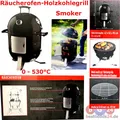 Produktbild: GRILL MEISTER 3in1 Räucherofen BBQ Smoker Kugelgrill Grilltonne mit Thermometer