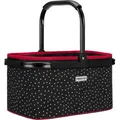 Produktbild: Einkaufskorb mit Klapphenkel Punkte schwarz weiß rot 48 x 30 x 25 cm - SNÖVIT - Schwarz/Weiß