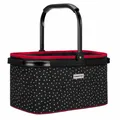 Produktbild: anndora Einkaufskorb 22 Liter Picknickkorb - schwarz weiß gepunktet Alurahmen