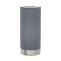 Produktbild: EGLO Tischlampe Pasteri, 1 flammige Textil Tischleuchte, Nachttischlampe aus Stahl und Stoff, Farbe: Nickel matt, grau, Fassung: E27, inkl. Touch, H: 22,5 cm