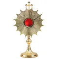 Produktbild: NKlaus Monstranz 35cm Hoch Strahlen Monstranz Reliquiar Kreuzreliquiar Messing massiv vergoldet für Ihr Andenken Hausaltar Handarbeit 2845