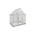 Produktbild: Palram Gewächshaus Hybrid Silver + 4x Schwerlastregal und Gewächshaus-Clips in cm 126x185x208 (LxBxH)