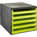 Produktbild: Böttcher-AG Schubladenbox A4, Kunststoff, 5 Fächer, offen, lime-green / anthrazit