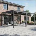 Produktbild: Lamellen Pergola Bioclimatic Aluminium | Pavillon verstellbares Lamellendach 4x3m wasserdicht | freistehend anthrazit pulverbeschichtet