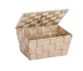 Produktbild: WENKO Aufbewahrungskorb mit Deckel Adria Beige - Badkorb, Polypropylen, 19 x 10 x 14 cm, Beige