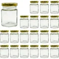 Produktbild: 20x Kleines Sechseckiges Honigglas mit Deckel 80 ml - Ideal zur Aufbewahrung von Honig, Marmelade, Gewürzen, Joghurt