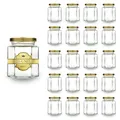 Produktbild: Espirito Rebelde 20 x kleine Honiggläser, sechseckig, mit Deckel, 80 ml – ideal für die Aufbewahrung von Honig, Marmelade, Gewürzen, Joghurt, 20 Stück