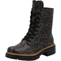Produktbild: Schnürboots RIEKER, Damen, Gr. 42, grau (grau, leo), Lederimitat, animal-print, Schuhe Schnürboots, Schnürstiefelette, Profilsohle, mit kontrastfarbenem Sohlenrand, Topseller