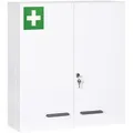 Produktbild: Kleankin - Medizinschrank, 2-türiger Medikamentenschrank, Abschließbarer Arzneischrank Mit 6 Einlegeböden, Erste Hilfe Schrank Für Medikamente Und Verbandszeug, Stahl, Weiß, 55 X 18 X 60 Cm